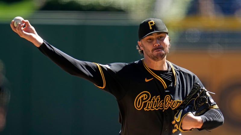 Pittsburgh Pirates pitcher Paul Skenes delivers during the first inning of a baseball game...