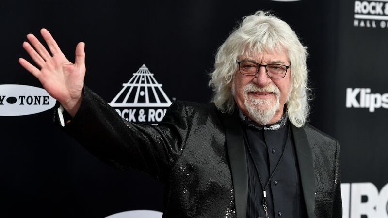 Graeme Edge, drummer for The Moody Blues, waves on the red carpet before the Rock & Roll Hall...