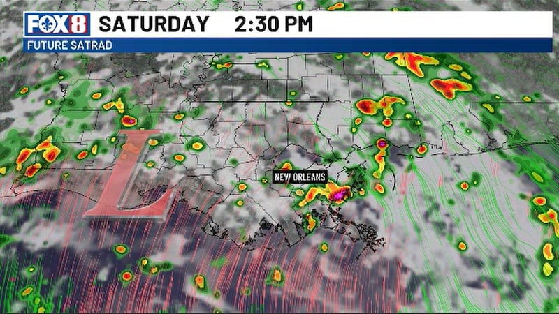 Bands of light showers and heavy downpours will push through the area on Saturday.