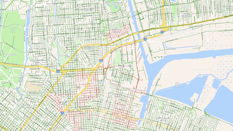 About 10,000 people are without power in New Orleans, according to the Entergy outage map.