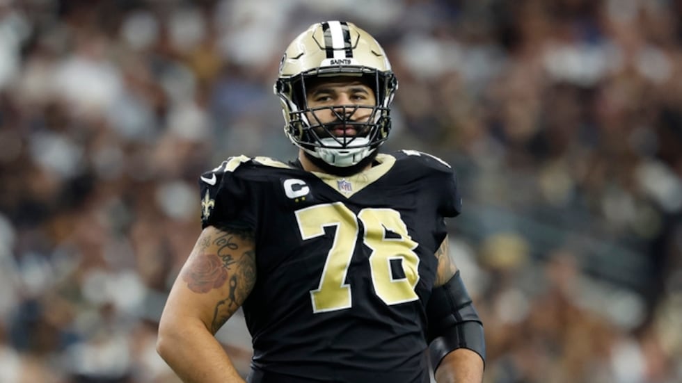 New Orleans Saints offensive lineman Erik McCoy (78) during an NFL football game against the...