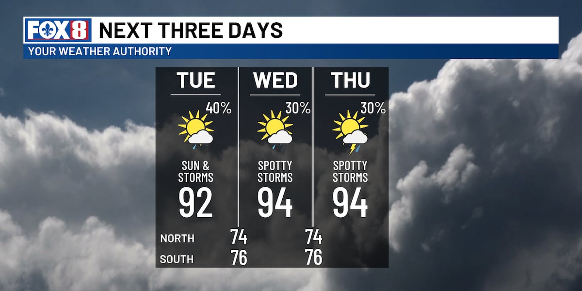 Heat, humidity and a few daily storms