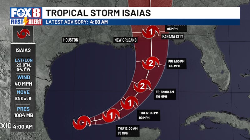Tropical Storm Isaias Track