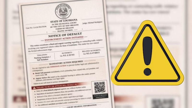 New Orleans court warns residents about scam letters demanding payment through a QR code.