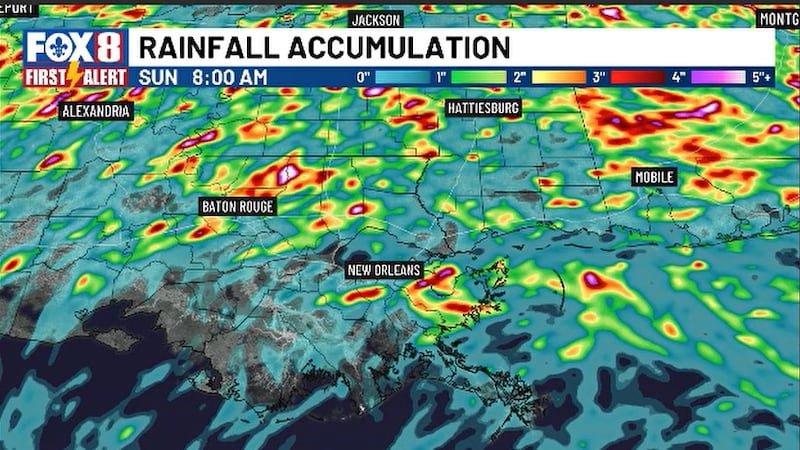 Many dry hours, but a few heavy down pours could still bring some significant rain totals in...