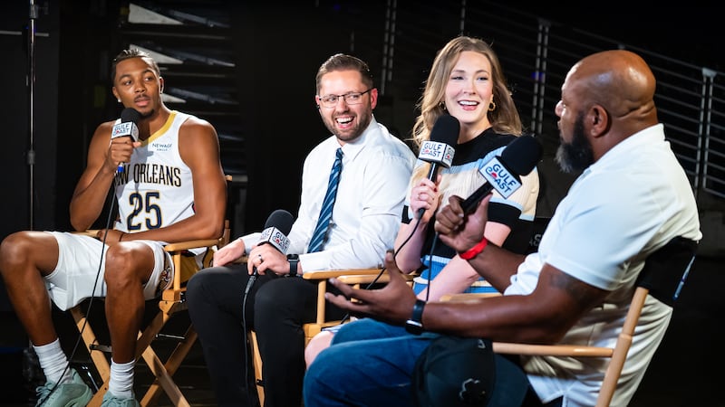 New Orleans Pelicans players and staff take part in the team’s annual media day ahead of the...