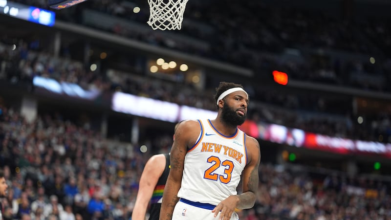 New York Knicks forward Mitchell Robinson (23) in the first half of an NBA basketball game...