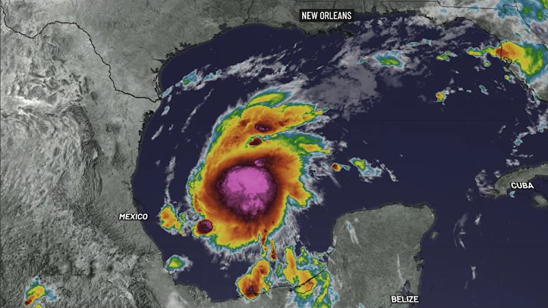 Enhanced satellite of Tropical Storm Isaias Wednesday, October 10, 2026 at 11:45 am.