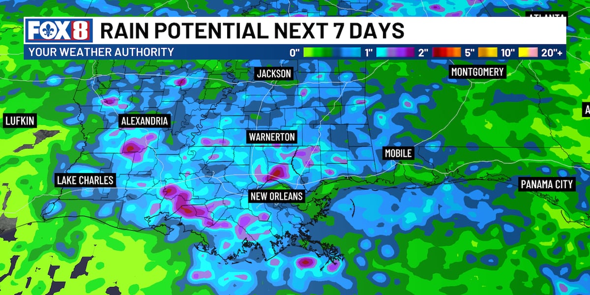 Storms returns to Southeast Louisiana starting Sunday