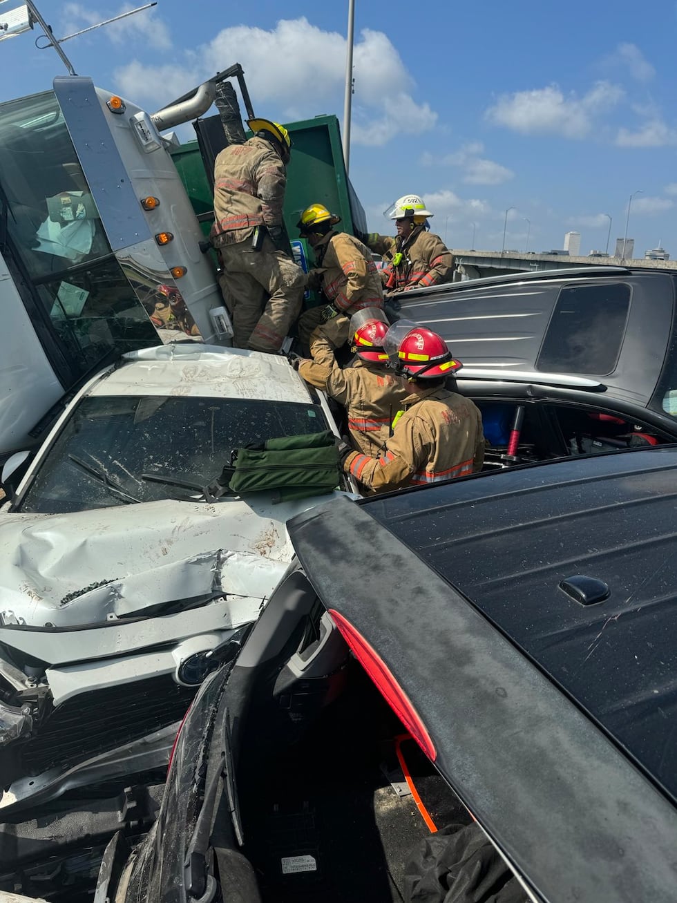A crash involving an overturned dump truck on the Crescent City Connection bridge snarled...