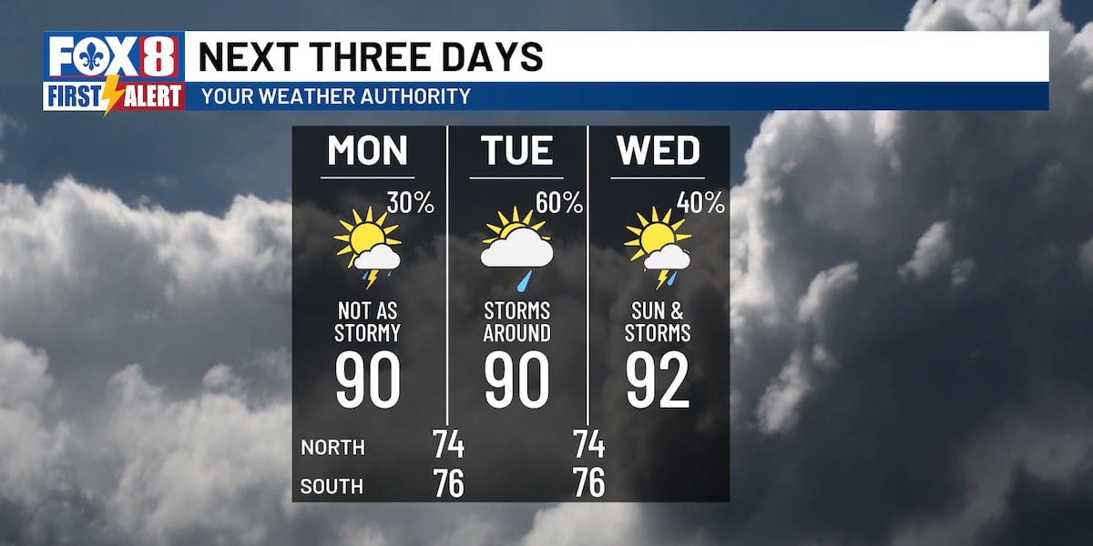 A few morning storms but a drier day overall