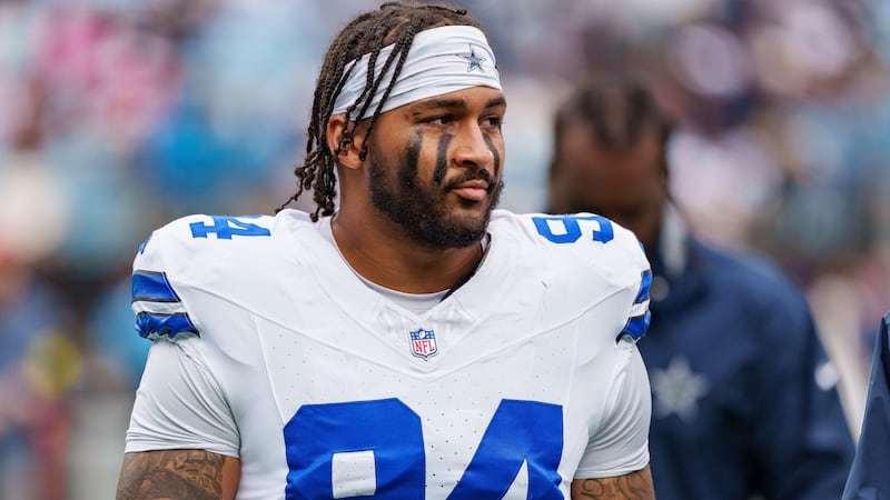 Dallas Cowboys defensive end Marshawn Kneeland (94) looks on during an NFL football game...