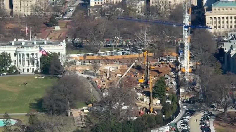 Images from January show construction of a ballroom at the White House, on the site where the...