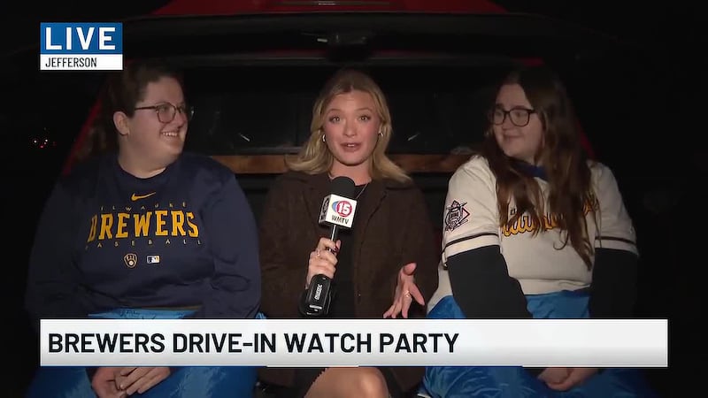 Fans of the Milwaukee Brewers gathered in Jefferson for a drive-in watch party for game three...