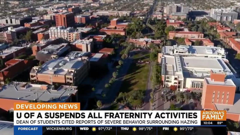 The University of Arizona suspended six fraternities and hit pause on all fraternity...