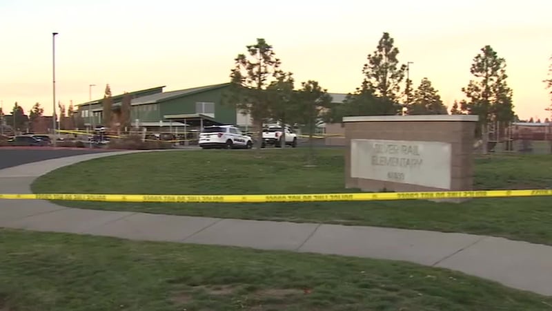 A teacher reacts to the deadly shooting at an Oregon elementary school. (KPTV)